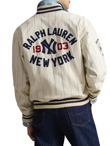 Polo Ralph Lauren Men's Yankees Striped Bomber Jacket - Guide Cream Multi - Size XXL | Thumbnail 4 Polo Ralph Lauren Men's Yankees Striped Bomber Jacket - Guide Cream Multi - Size XXL | Thumbnail 4