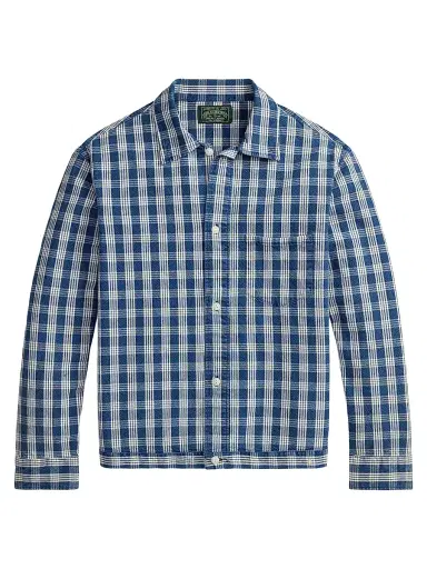 Polo Ralph Lauren Men's Plaid Cotton Overshirt - Indigo Cream | Thumbnail 1 Polo Ralph Lauren Men's Plaid Cotton Overshirt - Indigo Cream | Thumbnail 1