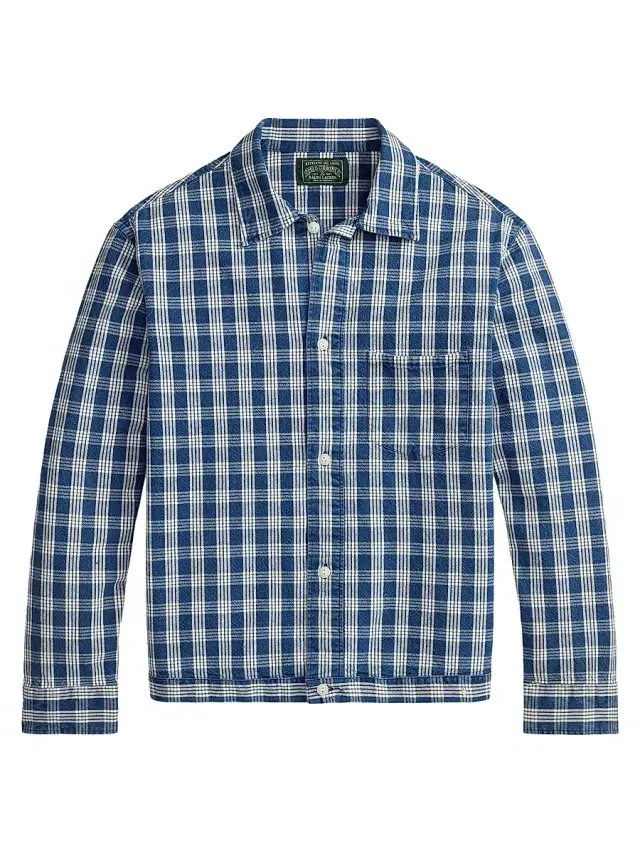 Polo Ralph Lauren Men's Plaid Cotton Overshirt - Indigo Cream