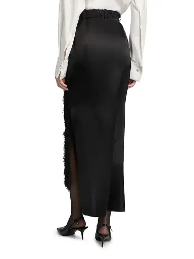 Lanvin Women's Metallic Fringed Wool-Blend Midi-Skirt - Black | Thumbnail 5