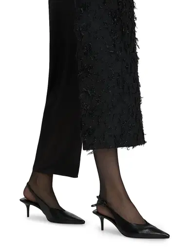 Lanvin Women's Metallic Fringed Wool-Blend Midi-Skirt - Black | Thumbnail 6