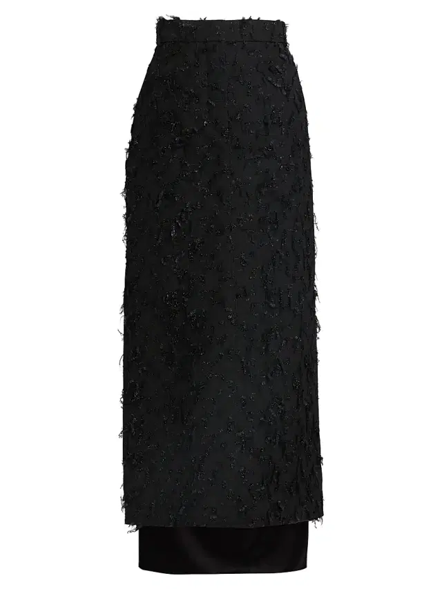 Lanvin Women's Metallic Fringed Wool-Blend Midi-Skirt - Black