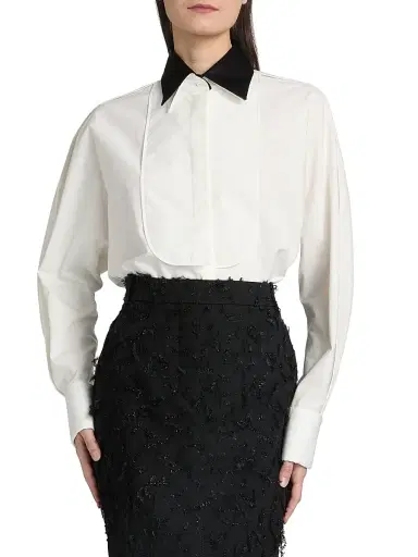 Lanvin Women's Plastron Oversized Cotton Shirt - Cloth | Thumbnail 3