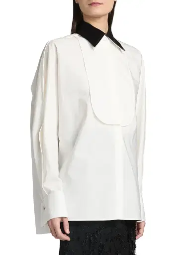 Lanvin Women's Plastron Oversized Cotton Shirt - Cloth | Thumbnail 4