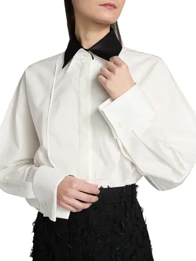 Lanvin Women's Plastron Oversized Cotton Shirt - Cloth | Thumbnail 7