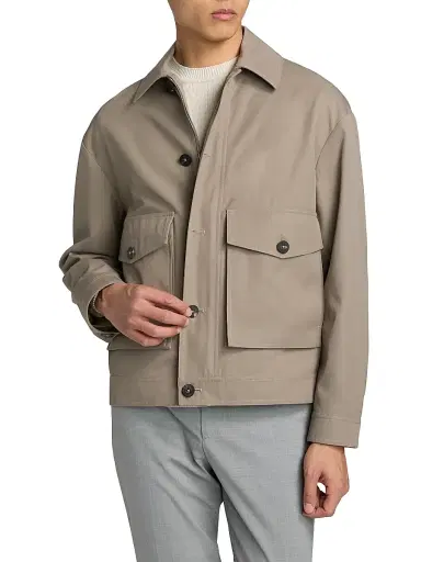 Saks Fifth Avenue Men's Cotton-Blend Twill Collared Jacket - Grey - Size XXL | Thumbnail 3