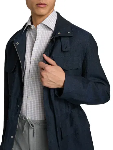 Saks Fifth Avenue Men's Linen Field Jacket | Thumbnail 6 Saks Fifth Avenue Men's Linen Field Jacket | Thumbnail 6