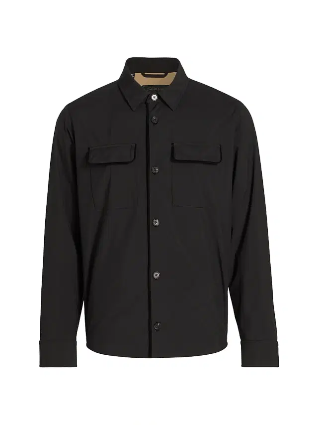 Saks Fifth Avenue Men's Techno Double-Pocket Overshirt - Black