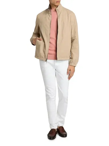 Saks Fifth Avenue Men's Linen-Blend Reversible Jacket - Navy Oyster - Size Medium | Thumbnail 2