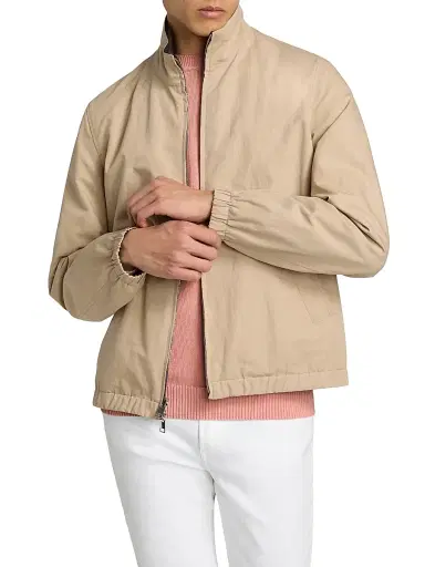 Saks Fifth Avenue Men's Linen-Blend Reversible Jacket - Navy Oyster - Size Medium | Thumbnail 3