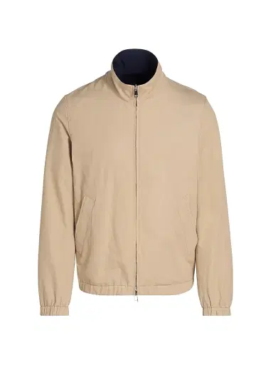 Saks Fifth Avenue Men's Linen-Blend Reversible Jacket - Navy Oyster - Size Medium | Thumbnail 1