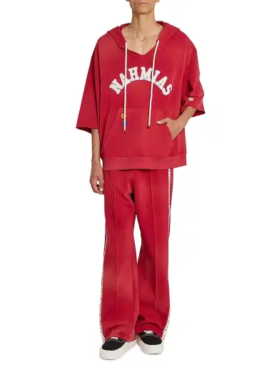 Nahmias Men's Daydreaming Cotton Cut-Off Hoodie - Ruby - Size XL | Thumbnail 2