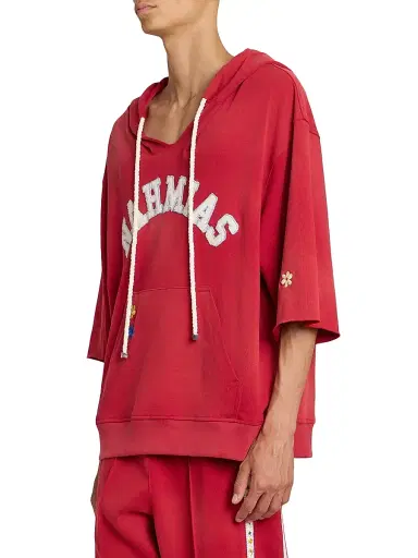 Nahmias Men's Daydreaming Cotton Cut-Off Hoodie - Ruby - Size XL | Thumbnail 4