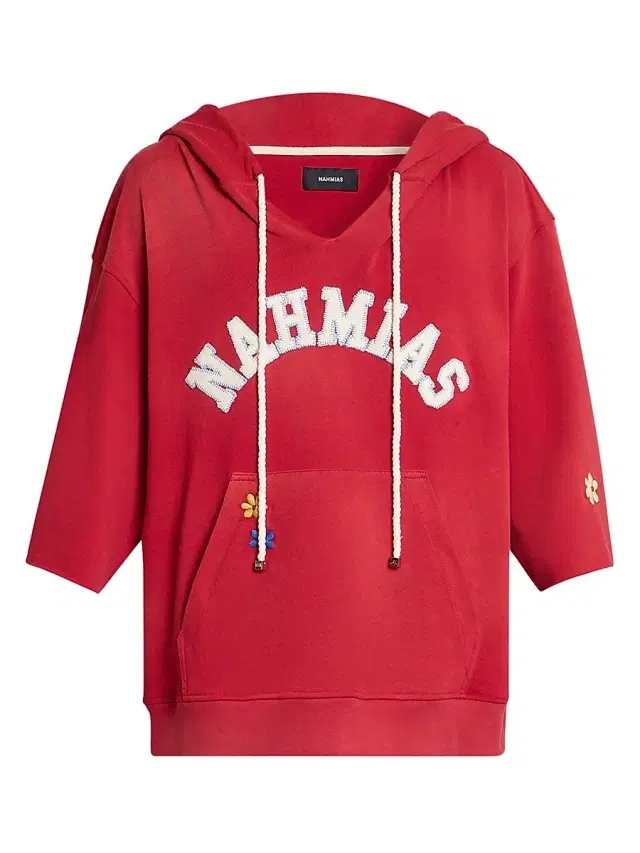 Men's Daydreaming Cotton Cut-Off Hoodie - Ruby