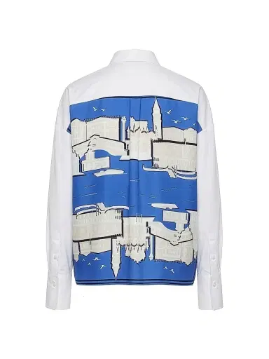 CALLAS MILANO Women's Srene Scarf Back Shirt - White Lagoon - Size 0 | Thumbnail 1
