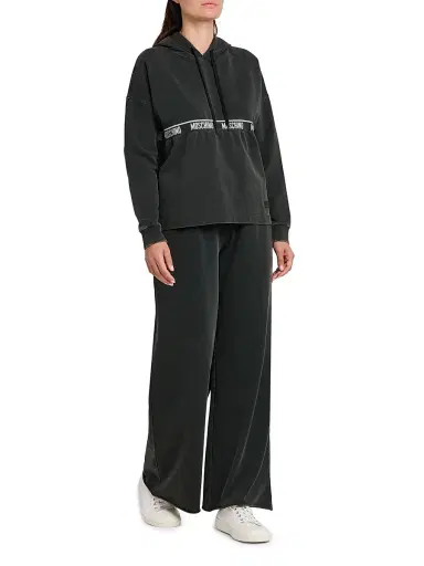 MOSCHINO Women's Stretch-Cotton Fleece Wide-Leg Pants | Thumbnail 2