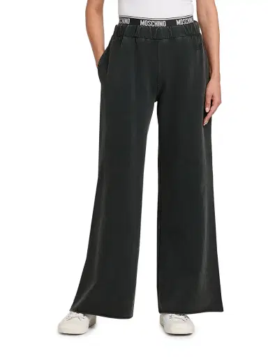 MOSCHINO Women's Stretch-Cotton Fleece Wide-Leg Pants | Thumbnail 3