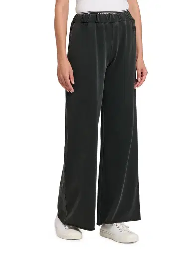 MOSCHINO Women's Stretch-Cotton Fleece Wide-Leg Pants | Thumbnail 4