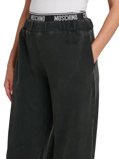 MOSCHINO Women's Stretch-Cotton Fleece Wide-Leg Pants | Thumbnail 6