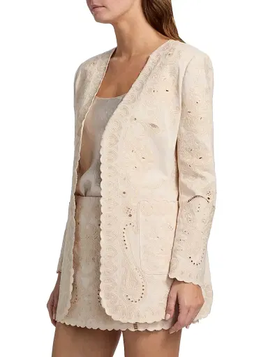 Kobi Halperin Women's Laci Eyelet-Embroidered Linen-Cotton Jacket | Thumbnail 4 Kobi Halperin Women's Laci Eyelet-Embroidered Linen-Cotton Jacket | Thumbnail 4