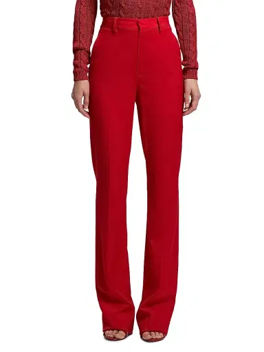 Ralph Lauren Collection Women's Wrigley Crease-Front Wool-Blend Pants - Bright Red | Thumbnail 3