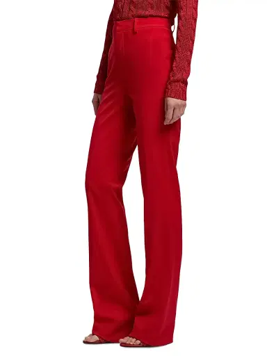 Ralph Lauren Collection Women's Wrigley Crease-Front Wool-Blend Pants - Bright Red | Thumbnail 4