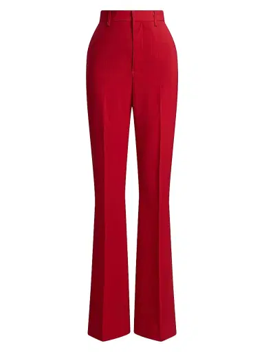Ralph Lauren Collection Women's Wrigley Crease-Front Wool-Blend Pants - Bright Red | Thumbnail 1