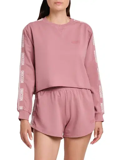 MOSCHINO Women's Logo Stretch-Cotton Fleece Sweatshirt - Pink | Thumbnail 3