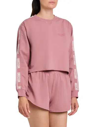 MOSCHINO Women's Logo Stretch-Cotton Fleece Sweatshirt - Pink | Thumbnail 4