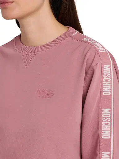MOSCHINO Women's Logo Stretch-Cotton Fleece Sweatshirt - Pink | Thumbnail 6