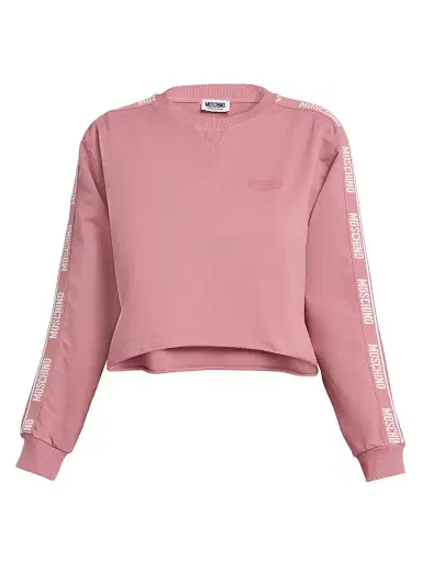 MOSCHINO Women's Logo Stretch-Cotton Fleece Sweatshirt - Pink | Thumbnail 1