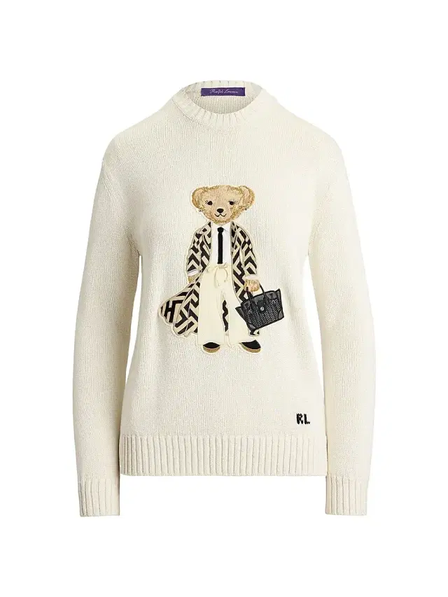Ralph Lauren Collection Women's Polo Bear Silk Crewneck Sweater - White