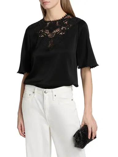 Kobi Halperin Women's Frankie Lace Satin-Back Crepe Blouse - Black - Size Medium | Thumbnail 3 Kobi Halperin Women's Frankie Lace Satin-Back Crepe Blouse - Black - Size Medium | Thumbnail 3