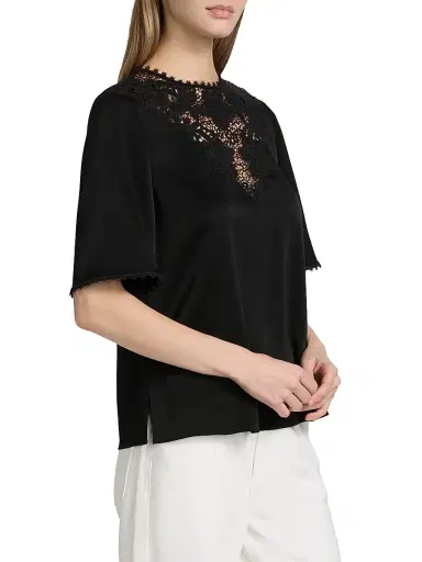 Kobi Halperin Women's Frankie Lace Satin-Back Crepe Blouse - Black - Size Medium | Thumbnail 4 Kobi Halperin Women's Frankie Lace Satin-Back Crepe Blouse - Black - Size Medium | Thumbnail 4
