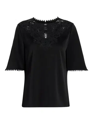 Kobi Halperin Women's Frankie Lace Satin-Back Crepe Blouse - Black - Size Medium | Thumbnail 1 Kobi Halperin Women's Frankie Lace Satin-Back Crepe Blouse - Black - Size Medium | Thumbnail 1