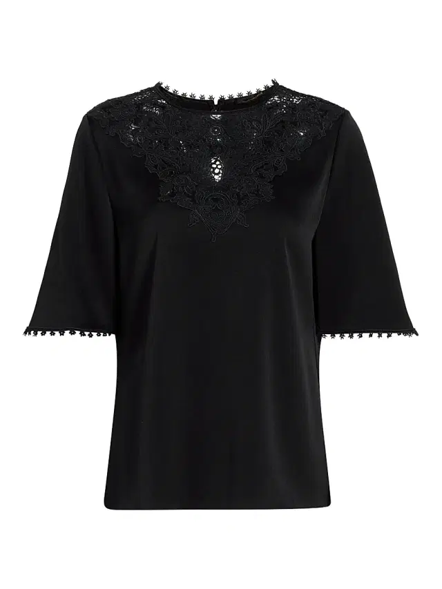 Kobi Halperin Women's Frankie Lace Satin-Back Crepe Blouse - Black