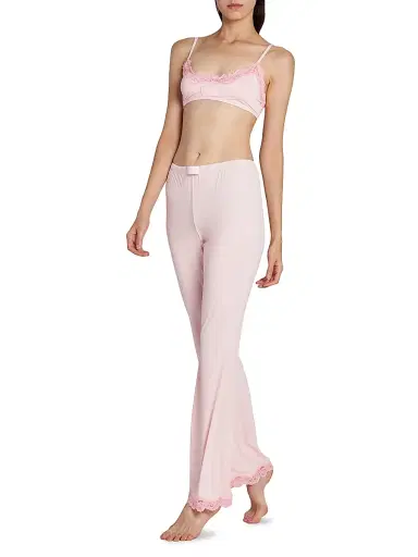 MOSCHINO Women's Lace-Trim Microfiber Pajama Pants - Pink - Size Large | Thumbnail 2 MOSCHINO Women's Lace-Trim Microfiber Pajama Pants - Pink - Size Large | Thumbnail 2