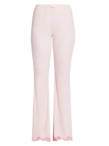 MOSCHINO Women's Lace-Trim Microfiber Pajama Pants - Pink - Size Large | Thumbnail 1 MOSCHINO Women's Lace-Trim Microfiber Pajama Pants - Pink - Size Large | Thumbnail 1