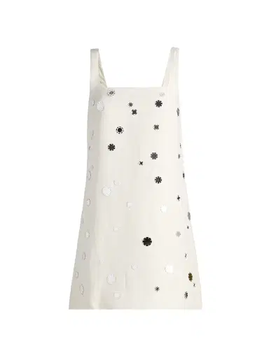 TANYA TAYLOR Women's Barton Mirror Embellished Linen-Blend Minidress - Cream - Size 10 | Thumbnail 1 TANYA TAYLOR Women's Barton Mirror Embellished Linen-Blend Minidress - Cream - Size 10 | Thumbnail 1