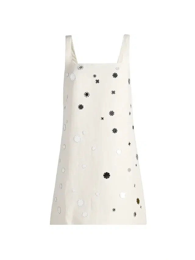 Women's Barton Mirror Embellished Linen-Blend Minidress - Cream
