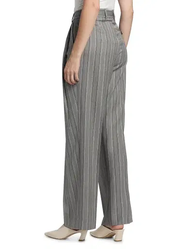Stella McCartney Women's Stripe Wool Straight Trousers - Grey Melange - Size 8 | Thumbnail 5