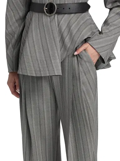 Stella McCartney Women's Stripe Wool Straight Trousers - Grey Melange - Size 8 | Thumbnail 6