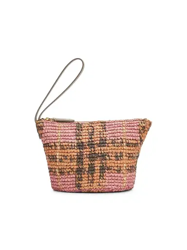 Burberry Women's Margate Small Raffia Pouch - Pink | Thumbnail 1