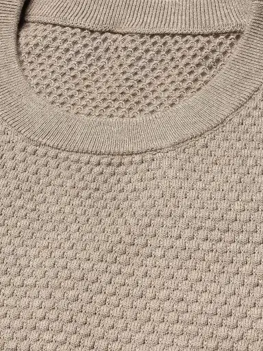 Eton Men's Popcorn-Stitch Cotton Crewneck Sweater - Beige - Size XXL | Thumbnail 6