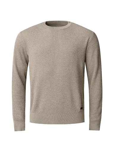 Eton Men's Popcorn-Stitch Cotton Crewneck Sweater - Beige - Size XXL | Thumbnail 1