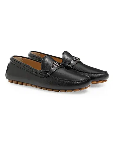 Valentino Garavani Men's Driver Fastaway Buffalo Loafers - Black - Size 7.5 | Thumbnail 2