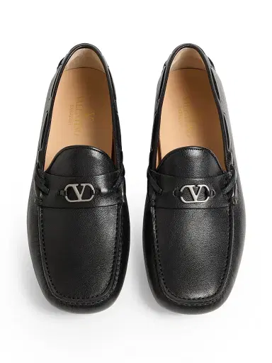 Valentino Garavani Men's Driver Fastaway Buffalo Loafers - Black - Size 7.5 | Thumbnail 4
