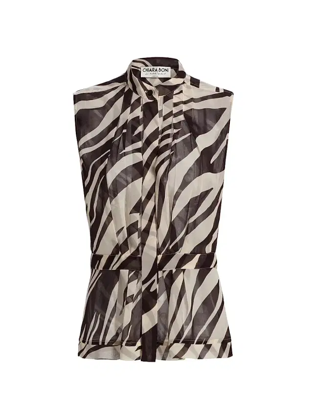 Chiara Boni La Petite Robe Women's Gentia Abstract Georgette Button-Down Blouse - Marlene