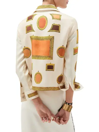 Versace Women's Printed Silk Shirt - Multi Color | Thumbnail 3