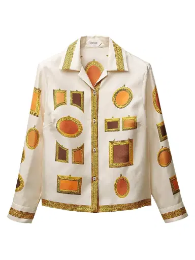 Versace Women's Printed Silk Shirt - Multi Color | Thumbnail 1